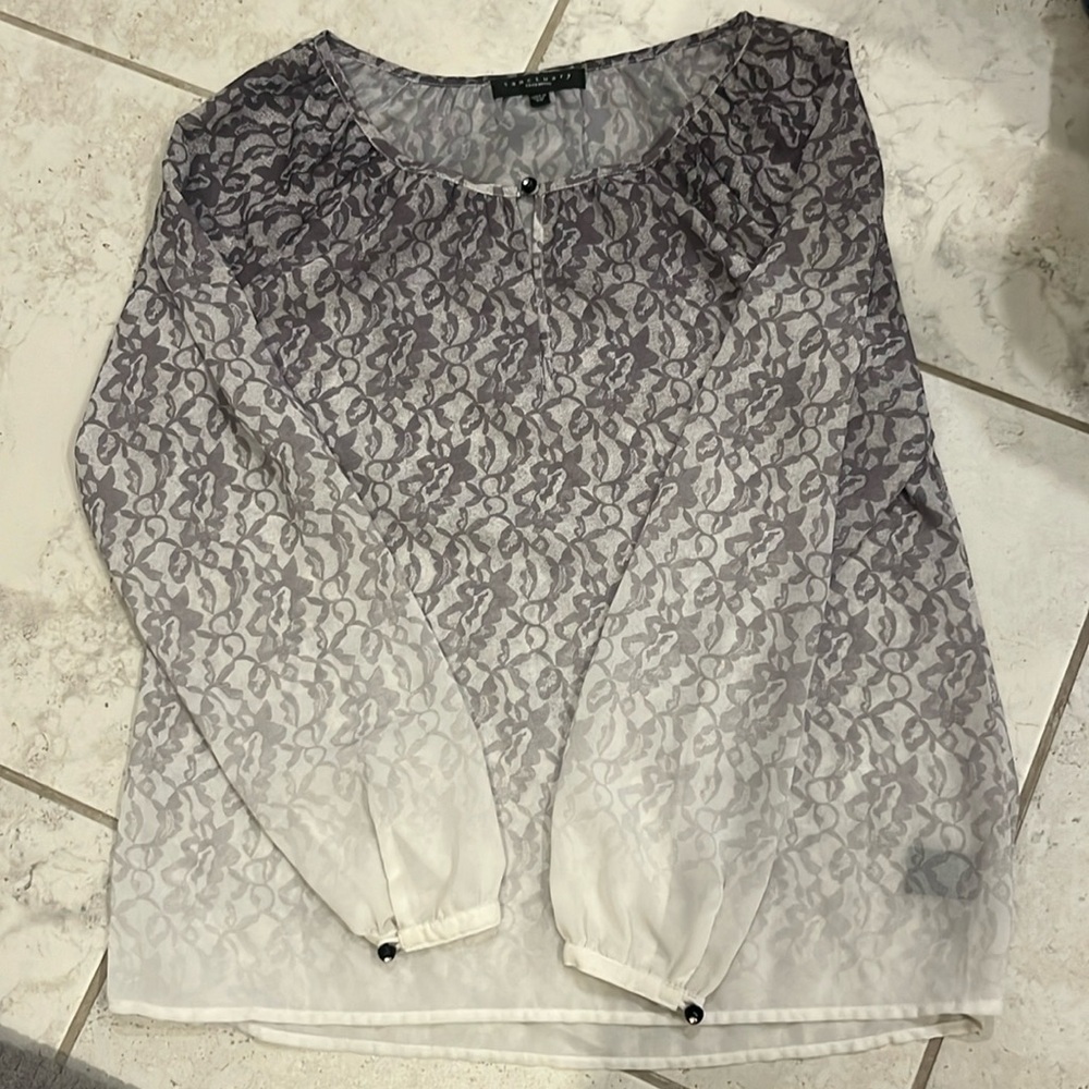 Sanctuary Lace Print Ombré Blouse XS